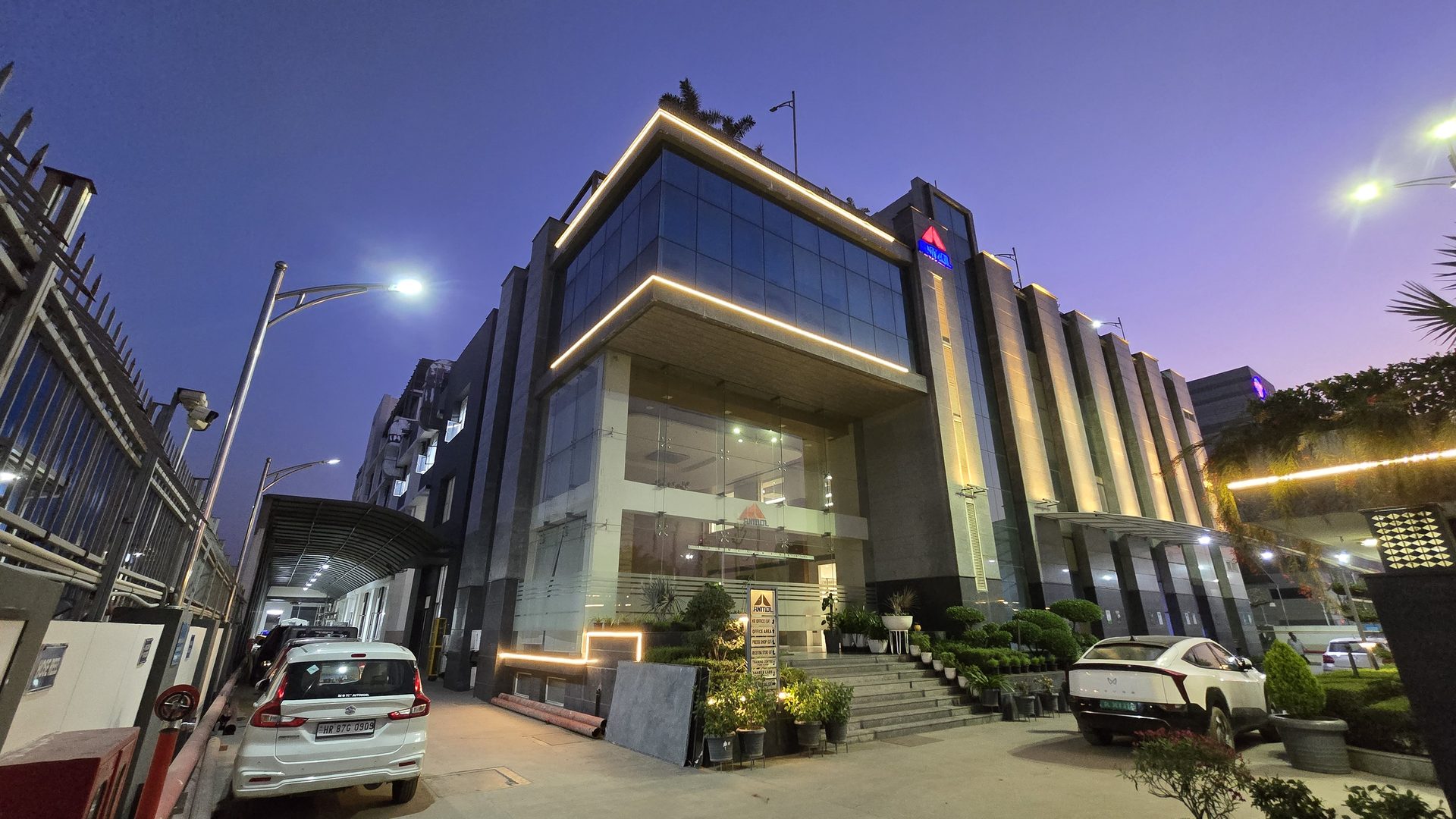 AAMPL facility exterior at dusk